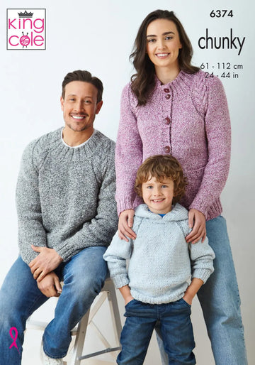 Sweaters and Cardigan in King Cole Simply Denim Chunky - 6374 - Leaflet