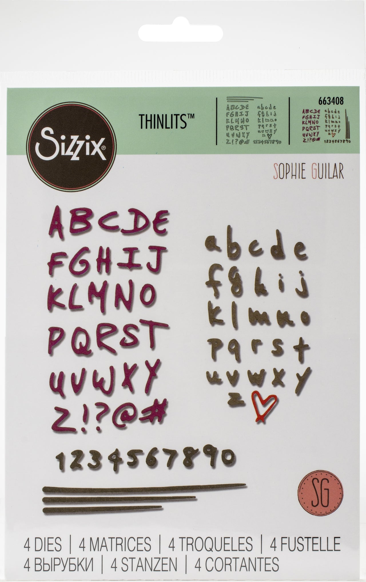 Sizzix Thinlits Dies By Sophie Guilar - Doodle Alphabet & Numbers