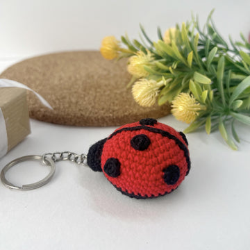 Ladybug crochet keychain pattern Amigurumi keyring bag charm Crochet car hanging decor