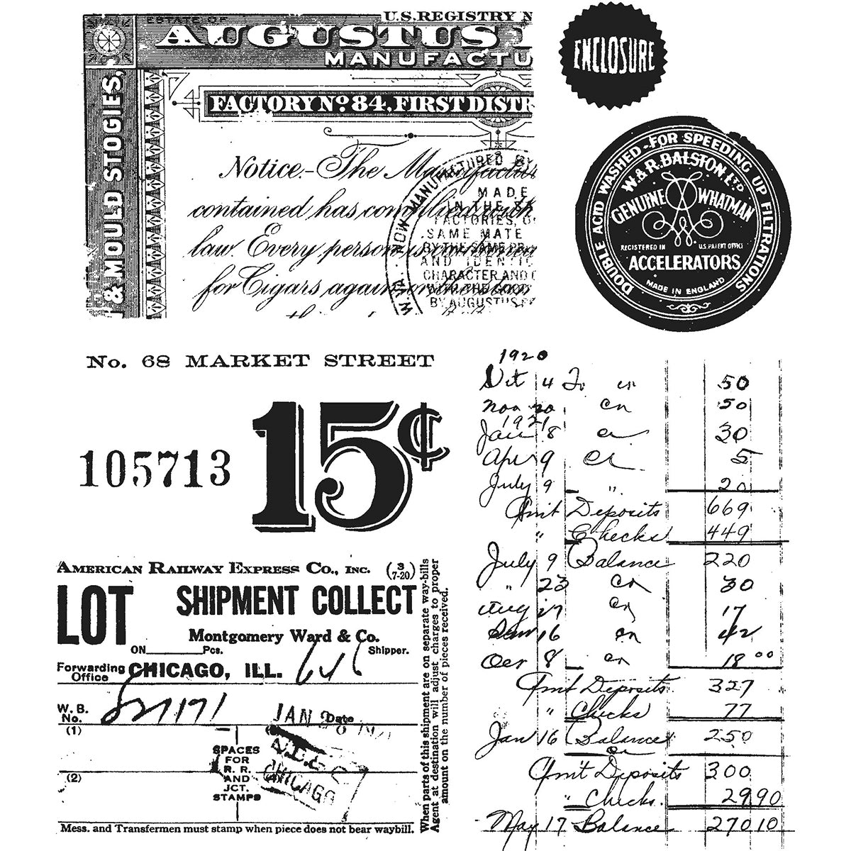 Stampers Anonymous Tim Holtz Cling Stamps 7"X8.5" - Etcetera