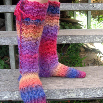 Rainbows and Laces, crochet socks