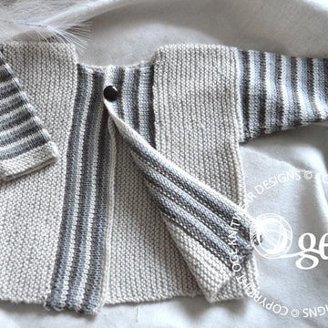 Baby sideways knit cardigan with stripe pattern - P066
