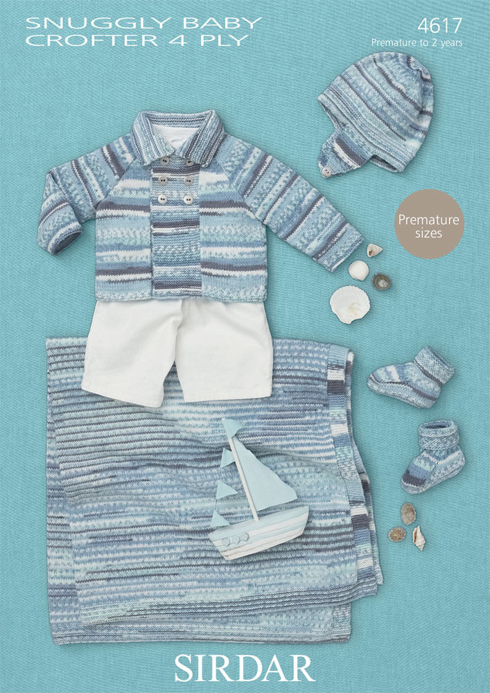 Coat, Helmet, Bootees and Blanket in Sirdar Snuggly Baby Crofter 4 Ply - 4617 - Downloadable PDF