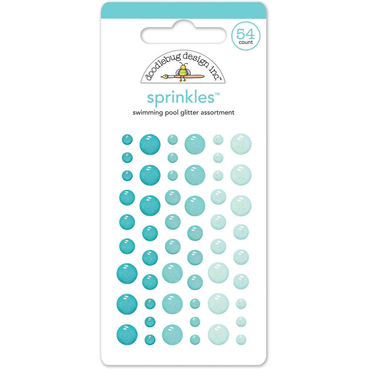 Doodlebug Sprinkles Adhesive Glitter Enamel Dots 54/Pkg - Swimming Pool