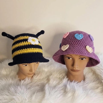 Bucket Hats, Bee and Hearts