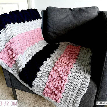 Chevron Bobble Block Blanket