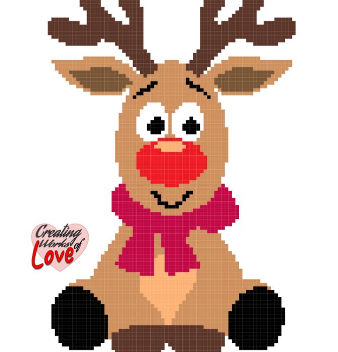 Reindeer Red Nose Stitch Graphgan