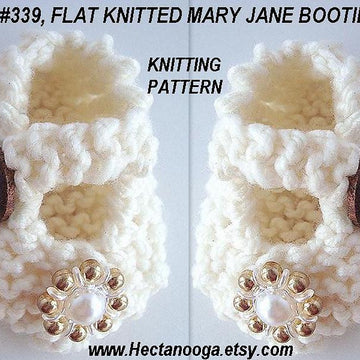339, KNIT FLAT MARY JANE BOOTIES/SLIPPERS
