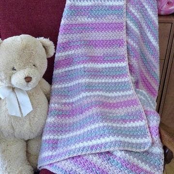 Pastel Suzette Stitch Baby Blanket – King Cole DK- Eagle Beach- Crochet Pattern