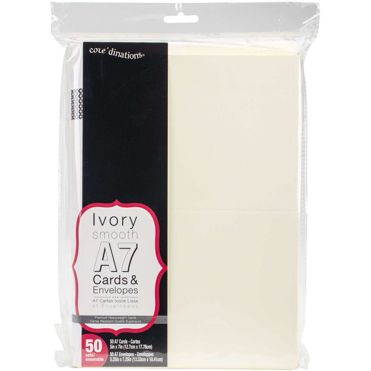 Darice Heavyweight A7 Cards/Envelopes (5.25"X7.25") 50/Pkg - Ivory