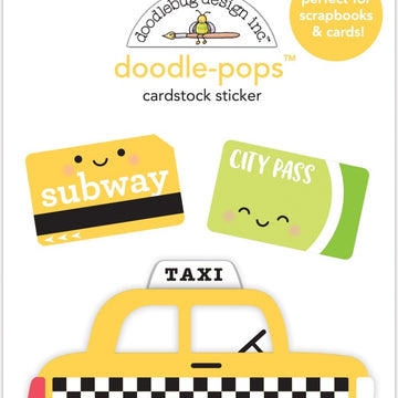 Doodlebug Doodle-Pops 3D Stickers - Taxi!, I Heart Travel