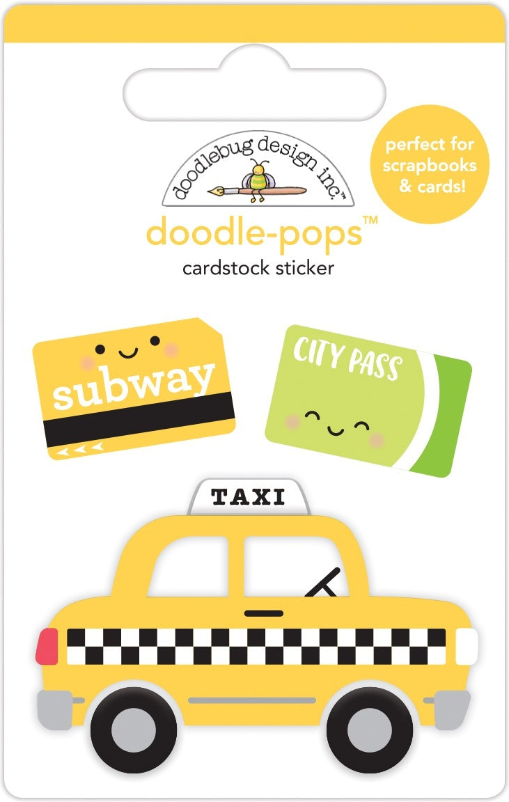 Doodlebug Doodle-Pops 3D Stickers - Taxi!, I Heart Travel