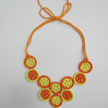 Round Flower Motifs Crochet Necklace