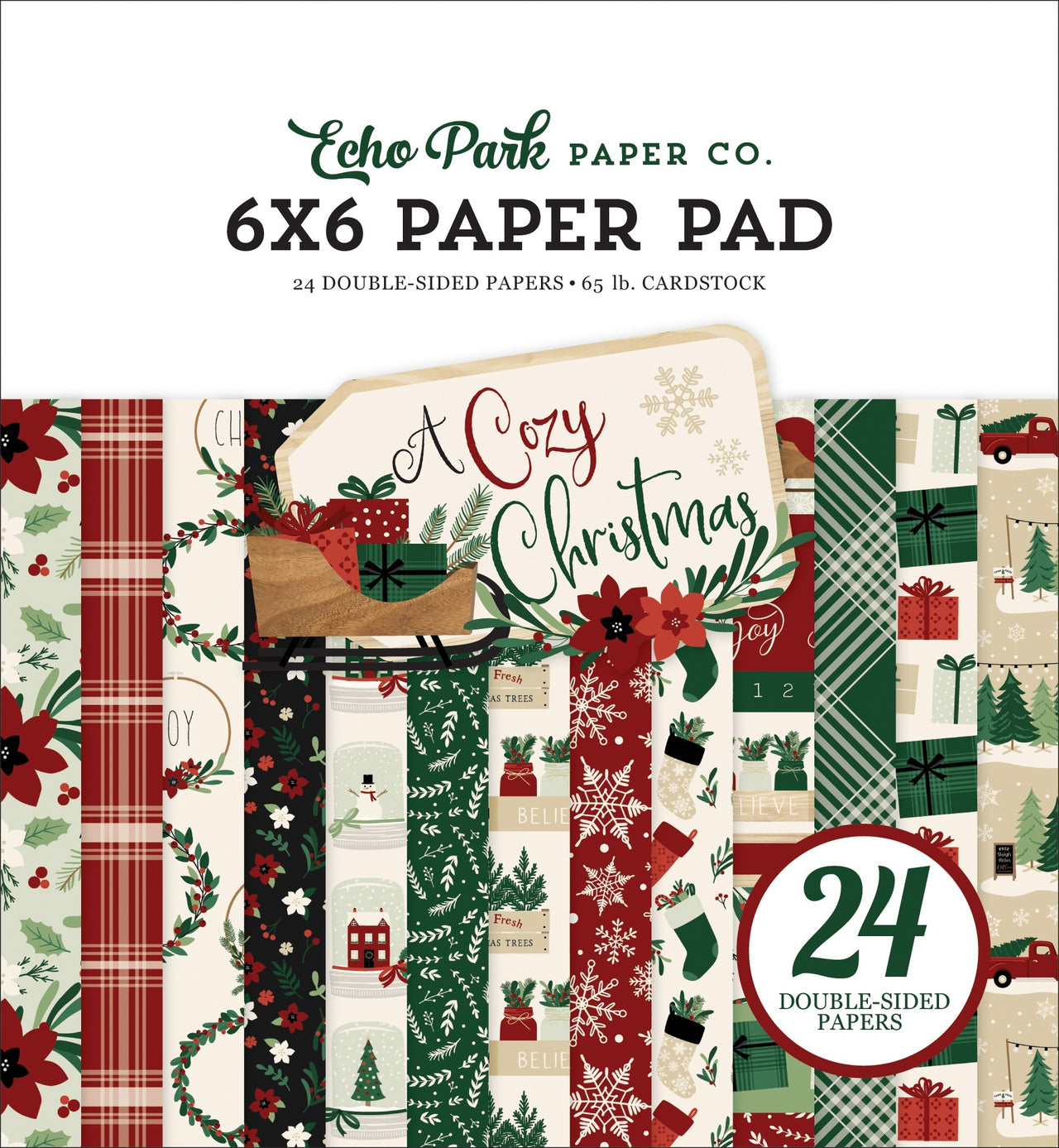 Echo Park Paper Echo Park Double-Sided Paper Pad 6"X6" 24/Pkg - A Cozy Christmas, 12 Designs/2 Each