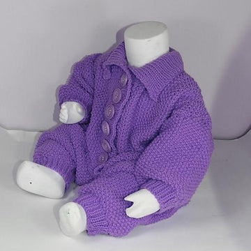 Baby Aran Button Up Moss Stitch Collar Onesie