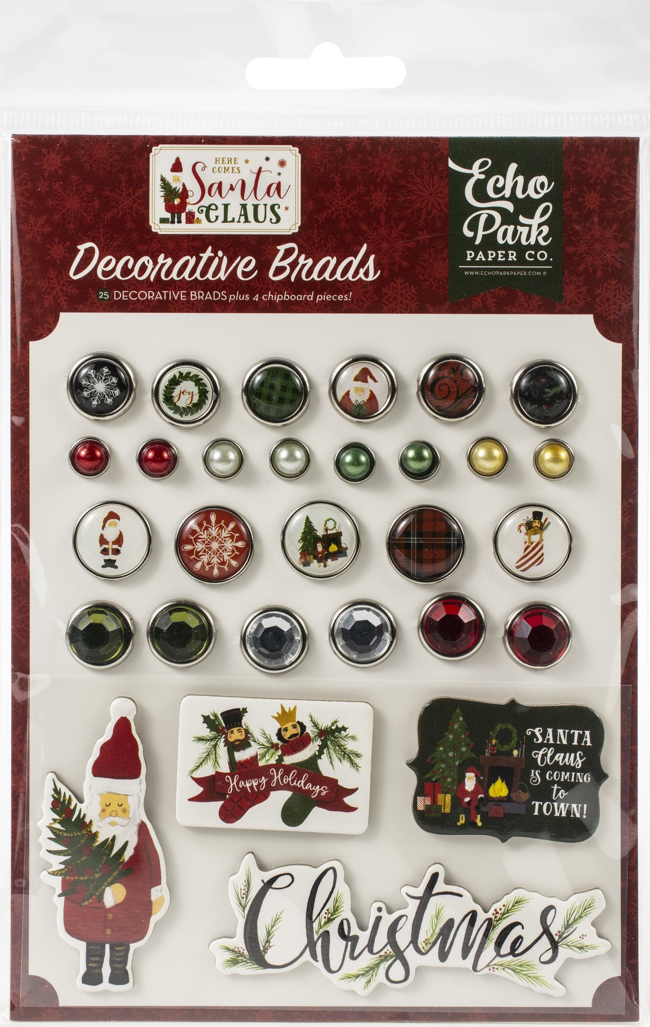 Echo Park Paper Echo Park Decorative Brads - Here Comes Santa Claus