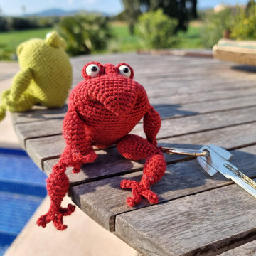 Frog amigurumi keychain bag charm with jacket crochet pattern P19