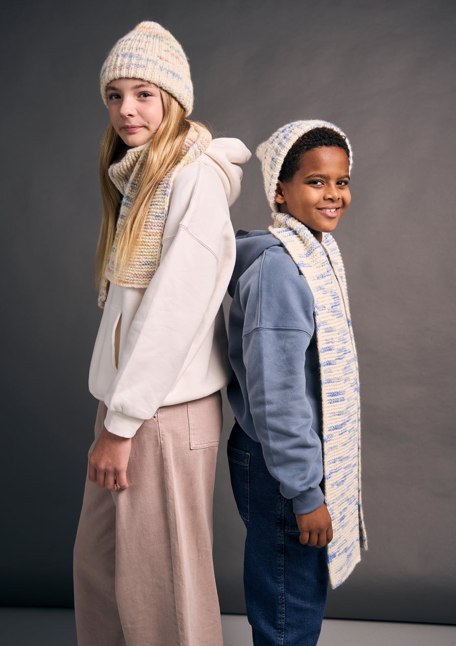 Mini Apollo Hat & Scarf in MODE at Rowan Colourmix - Downloadable PDF