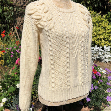 Aran Sweater with Leaf Embellishments