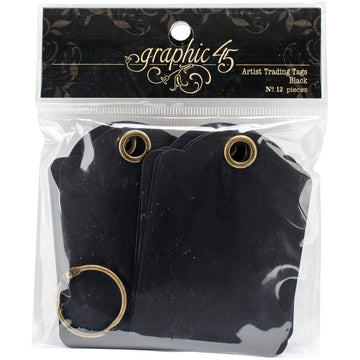 Graphic 45 Staples Artist Trading Tag Album 3.5"X2.5" - Black