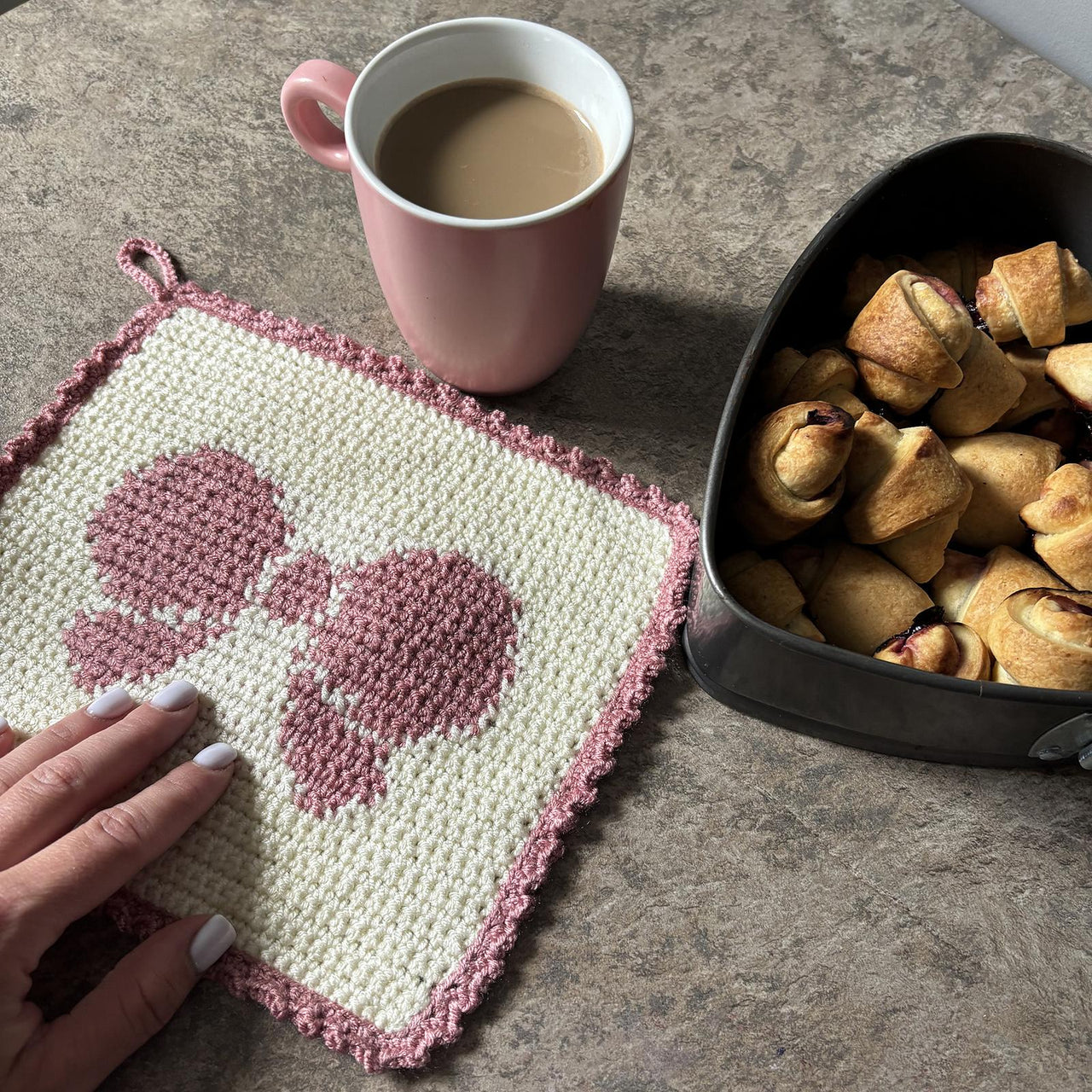 Blush Bow Potholder