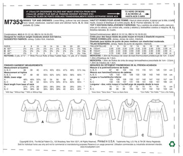 McCall's Misses' Raised Elastic-Waist Top and Dresses M7353 - Sewing Pattern