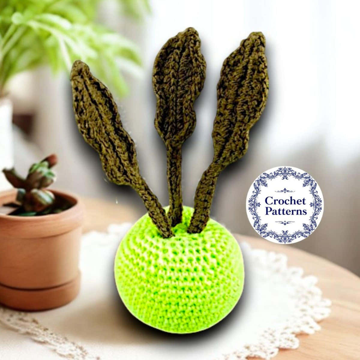 Crochet Food Kohlrabi Cabbage: Amigurumi Pattern for Born Baby Gift (PDF)