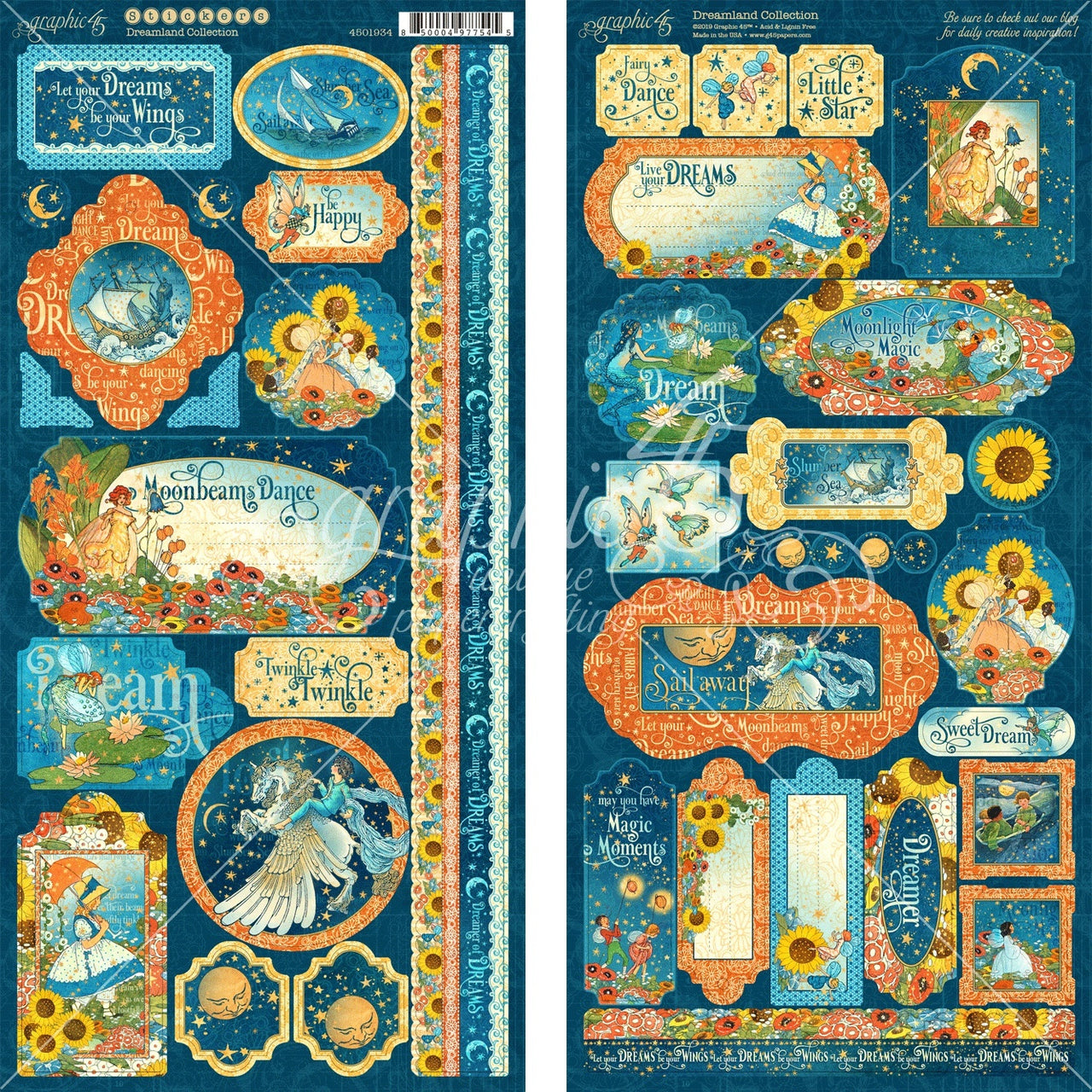 Graphic 45 Dreamland Cardstock Stickers 12"X12" - 602905