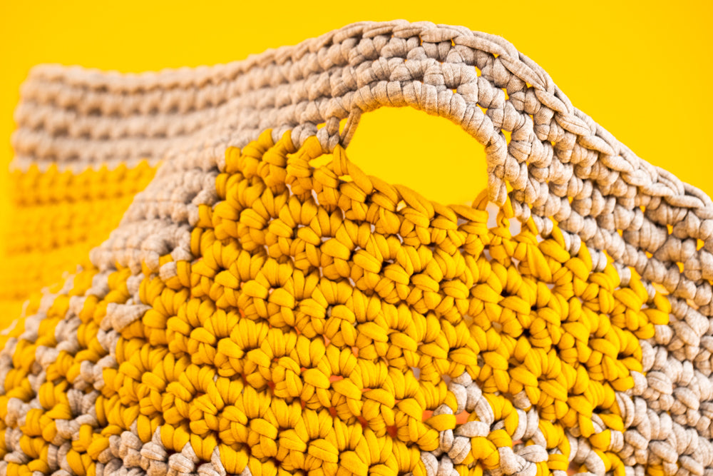 Albers Basket - Free Crochet Pattern For Home in Paintbox Yarns Recycled T-Shirt by Paintbox Yarns
