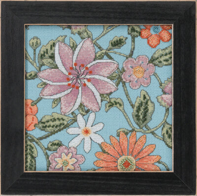 Mill Hill Debbie Mumm Floral Fantasy Floral Blue 2 Kit Cross Stitch Kit - 7.75in w x 7.75in h