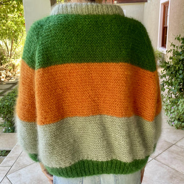 Seamless Stripes Raglan Mohair Cardigan