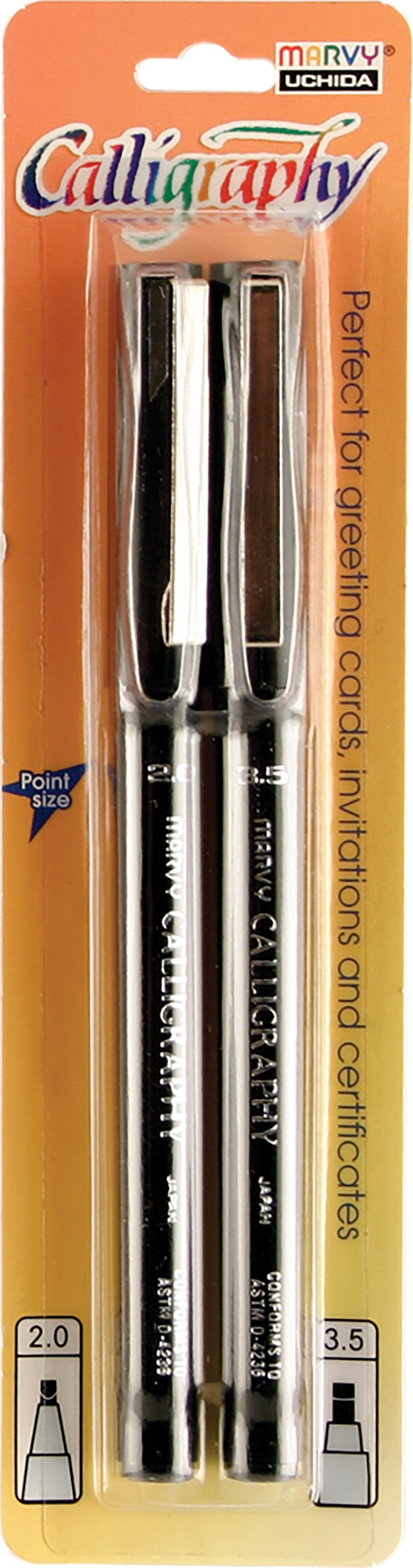 Uchida Marvy Uchida Calligraphy Markers 2/Pkg - Black 2.5 & 3.0mm Tips