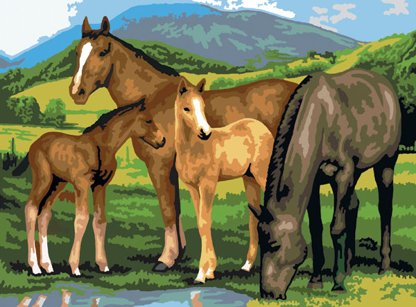 Royal Brush Junior Large Paint By Number Kit 15.25"X11.25" - Horse & Foals