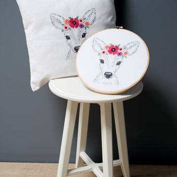 Vervaco Deer & Flowers Printed Embroidery Kit