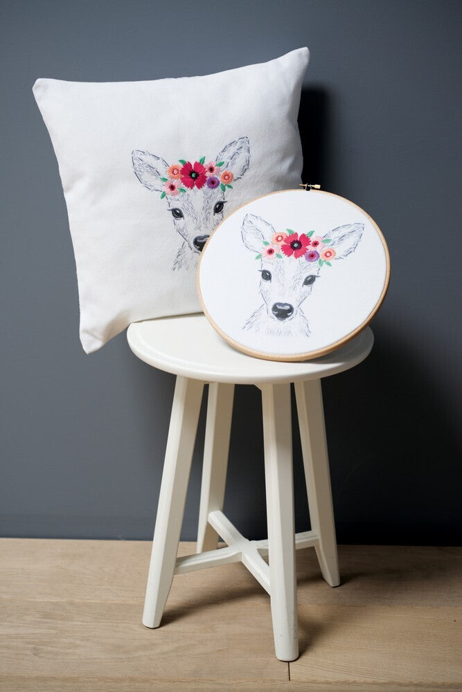 Vervaco Deer & Flowers Printed Embroidery Kit