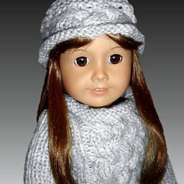 Fits American Girl Doll, Aran Pullover with matching hat.