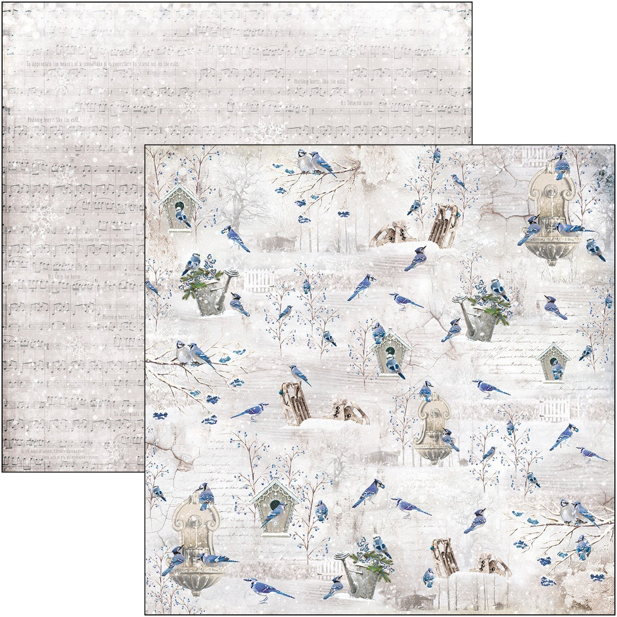 Ciao Bella Double-Sided Cardstock 90lb 12"X12" 12/Pkg - Blue Jay, Time For Home