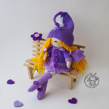 Lilac fairy dreams doll knitted flat