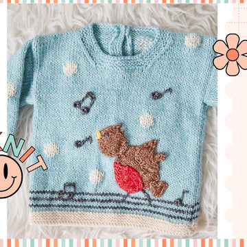 Bobby, Robin Christmas Jumper, Baby Pullover Knitting Patttern