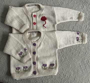 Geneva, Cardigan, Rompers, Bonnet and Hat