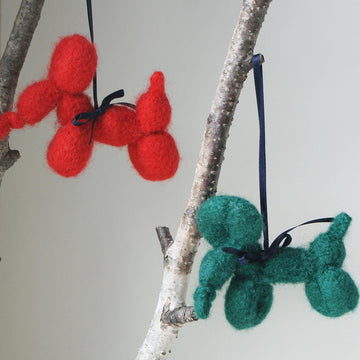 Knit Balloon-Dog Wool Felt Toy Ornament (3.5")