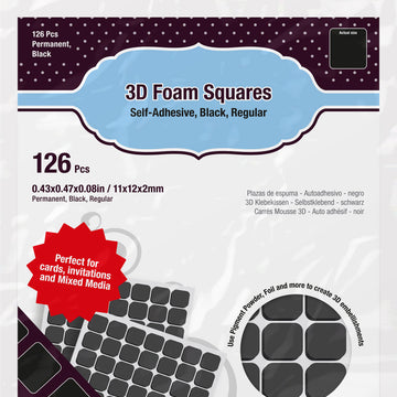3L Scrapbook Adhesives 3D Self-Adhesive Foam Squares 126/Pkg - Black, .5"X.5"