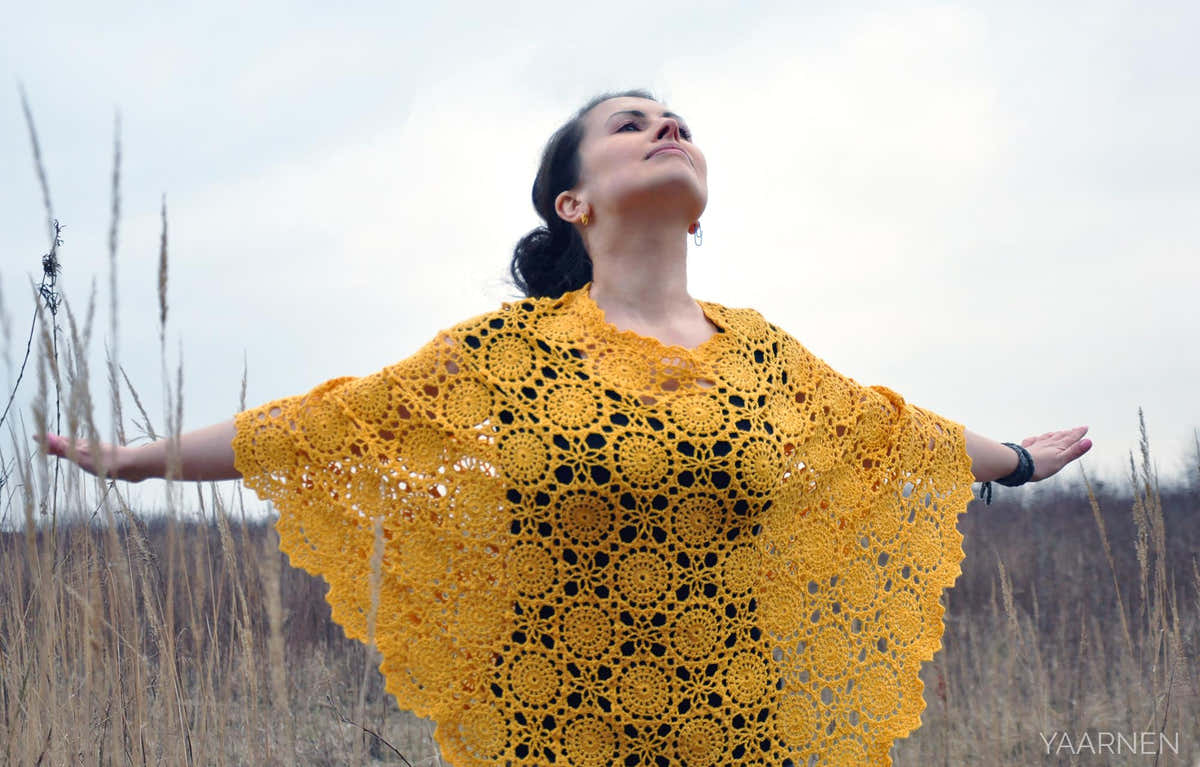 Sunflower crochet poncho tunic