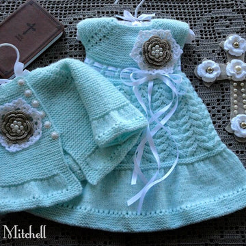 Knitting Pattern Christening Baby Dress Baby Jacket by Elena Mitchell
