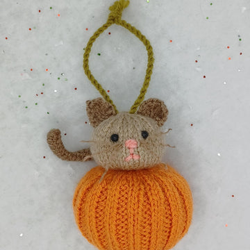PDF Cat-kin Christmas Pumpkin KNITTING PATTERN Autumn Decoration/Bauble Dk Hanging Decoration Bauble Halloween Fall Autumn Cute Cat Moggy Ornament