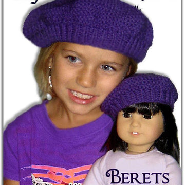 Matching beret, hat pattern for girl's and 18 inch doll. 501