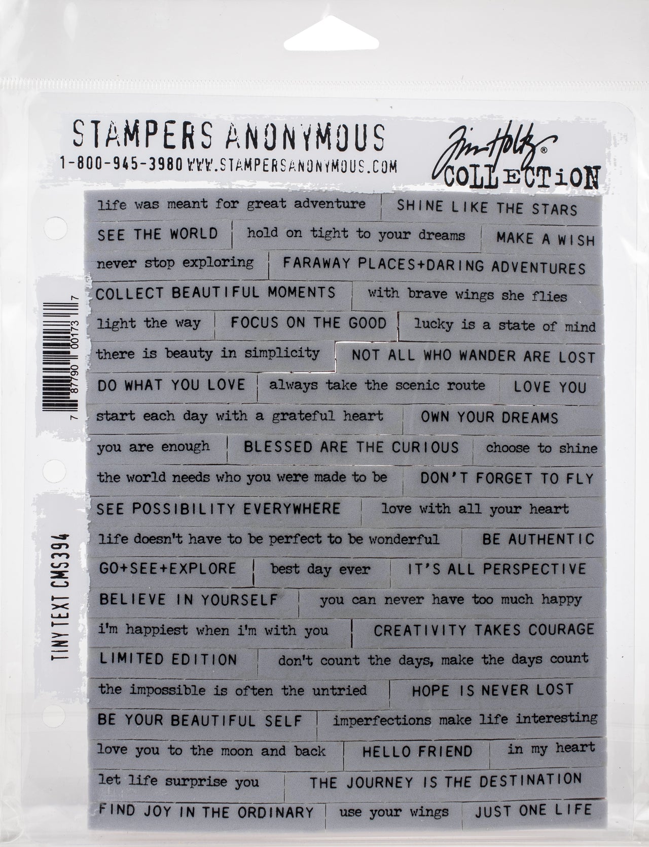 Stampers Anonymous Tim Holtz Cling Stamps 7"X8.5" - Tiny Text