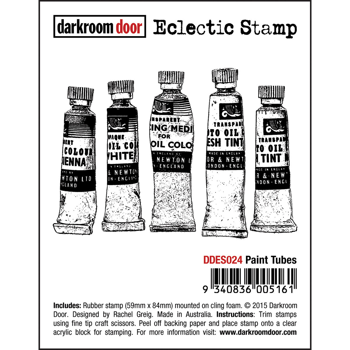 Darkroom Door Cling Stamp 3"X2" - Paint Tubes