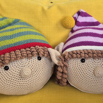 Christmas Pillow Cushion Crochet Amigurumi Santa Reindeer Rudolph Elf