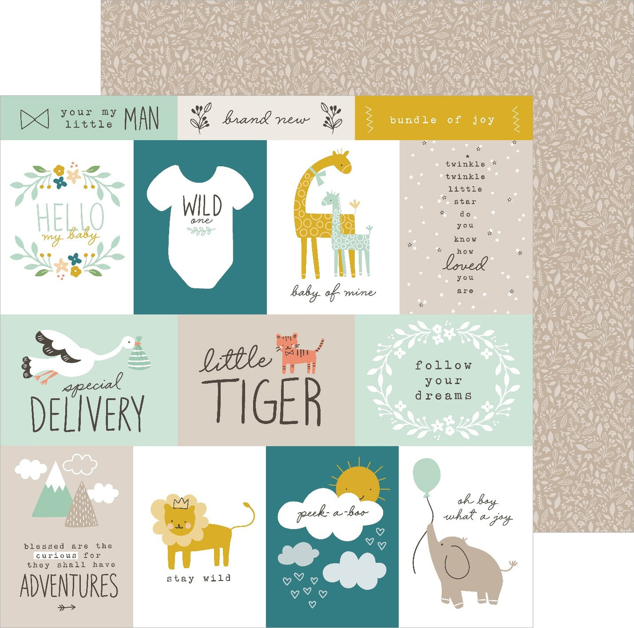 American Crafts Peek-A-Boo You Double-Sided Cardstock 12"X12" 25/Pkg - Adventure Calls, Boy